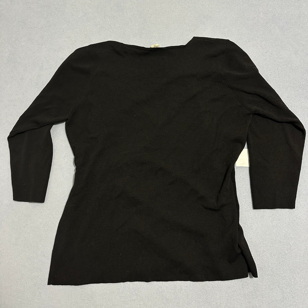 Eileen Fisher Knitted Wool Wrap Sweater 3/4 Sleeve Black Womens Size 1X - Picture 8 of 10